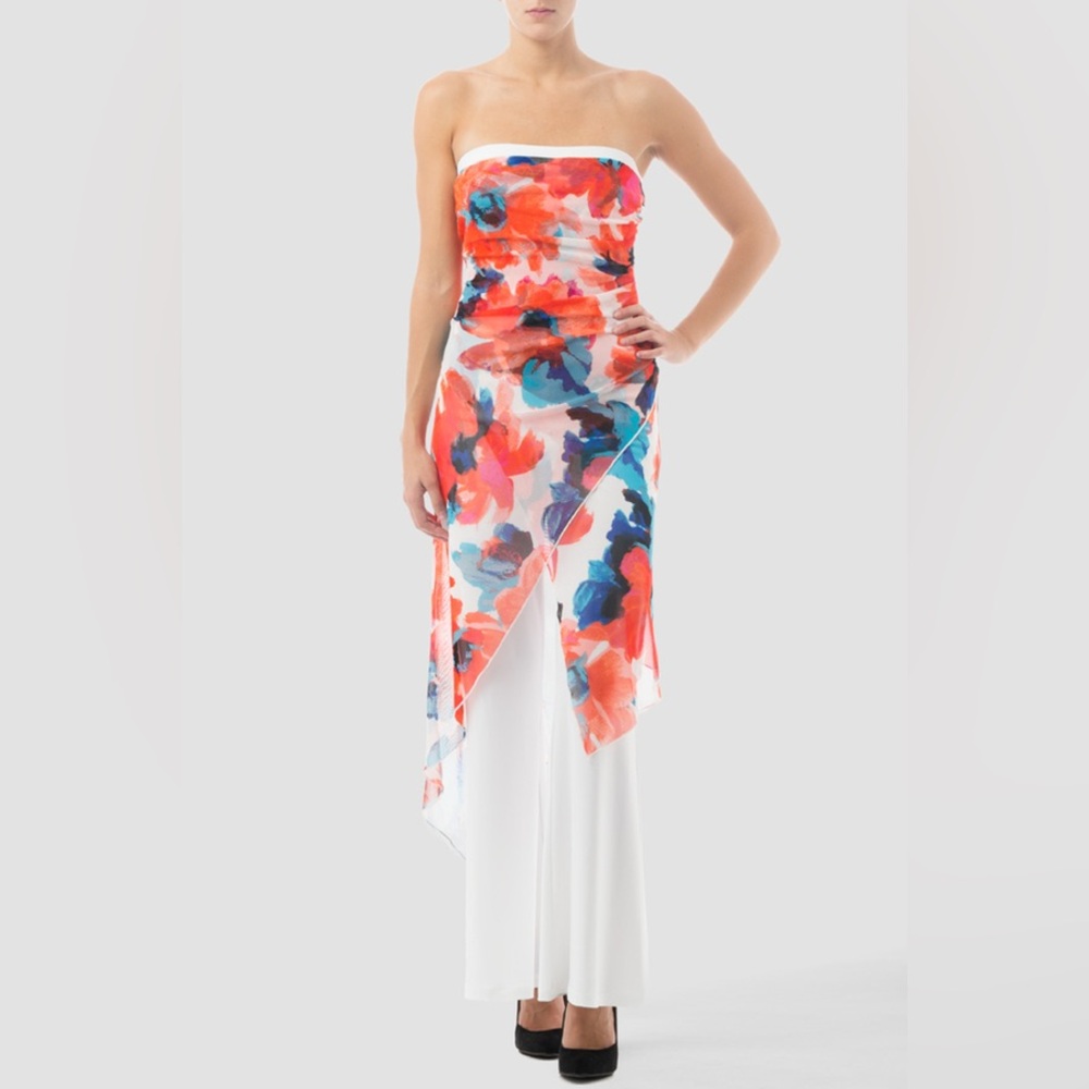 Joseph Ribkoff Colorful Abstract Floral Jumpsuit Dress Sz 12